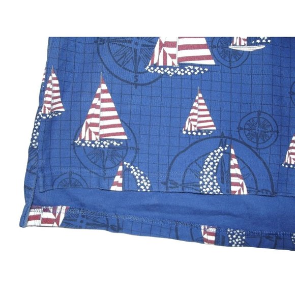 Croft&Barrow Sport Polo Shirt Mens Small Sailboat American Flag Blue Patriotic - Picture 5 of 8